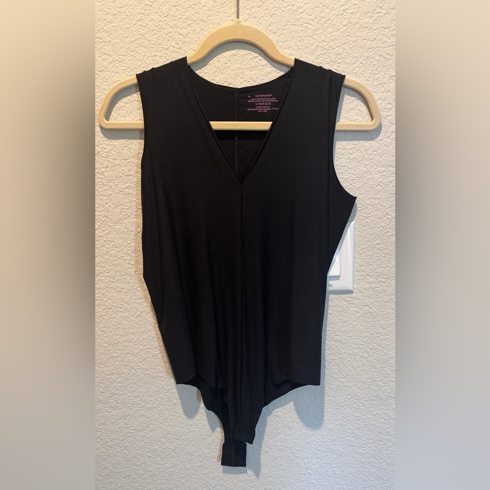 Commando Black V-Neck Bodysuit, Size M